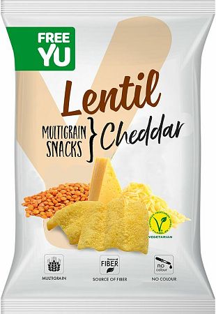 Free YU Lentil multigrain snack čedar 70 g